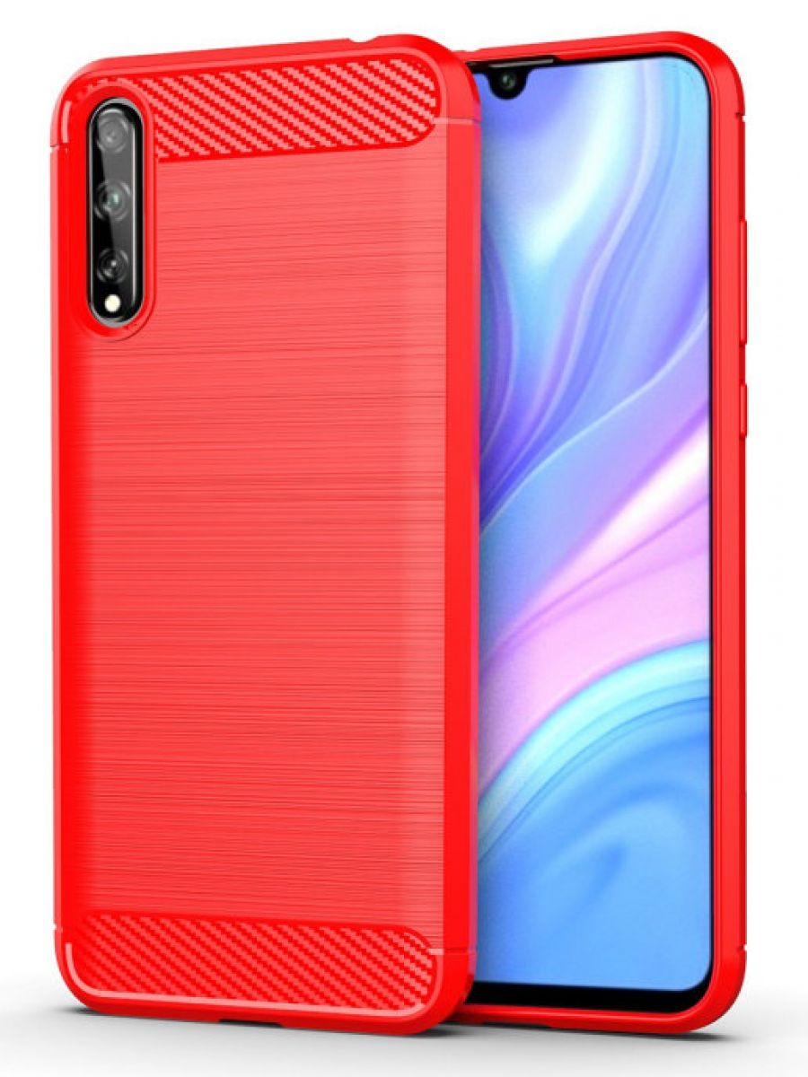 Brodef Carbon Силиконовый чехол для Huawei Y8p красный