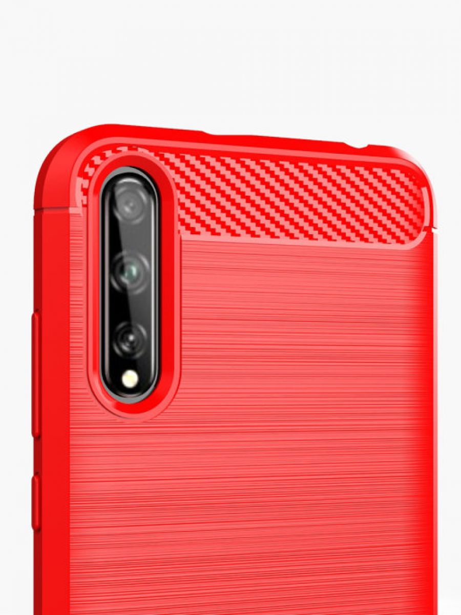 Brodef Carbon Силиконовый чехол для Huawei Y8p красный