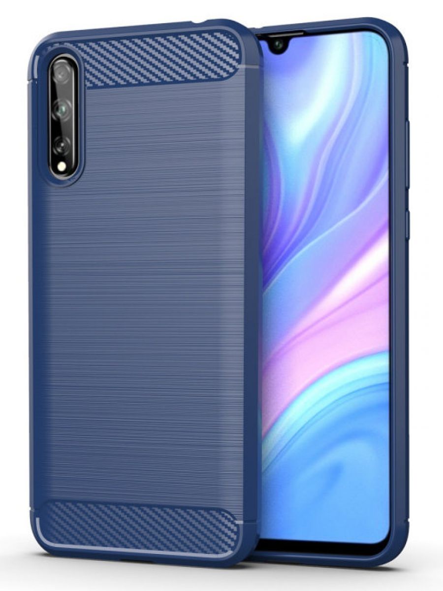 Brodef Carbon Силиконовый чехол для Huawei Y8p синий