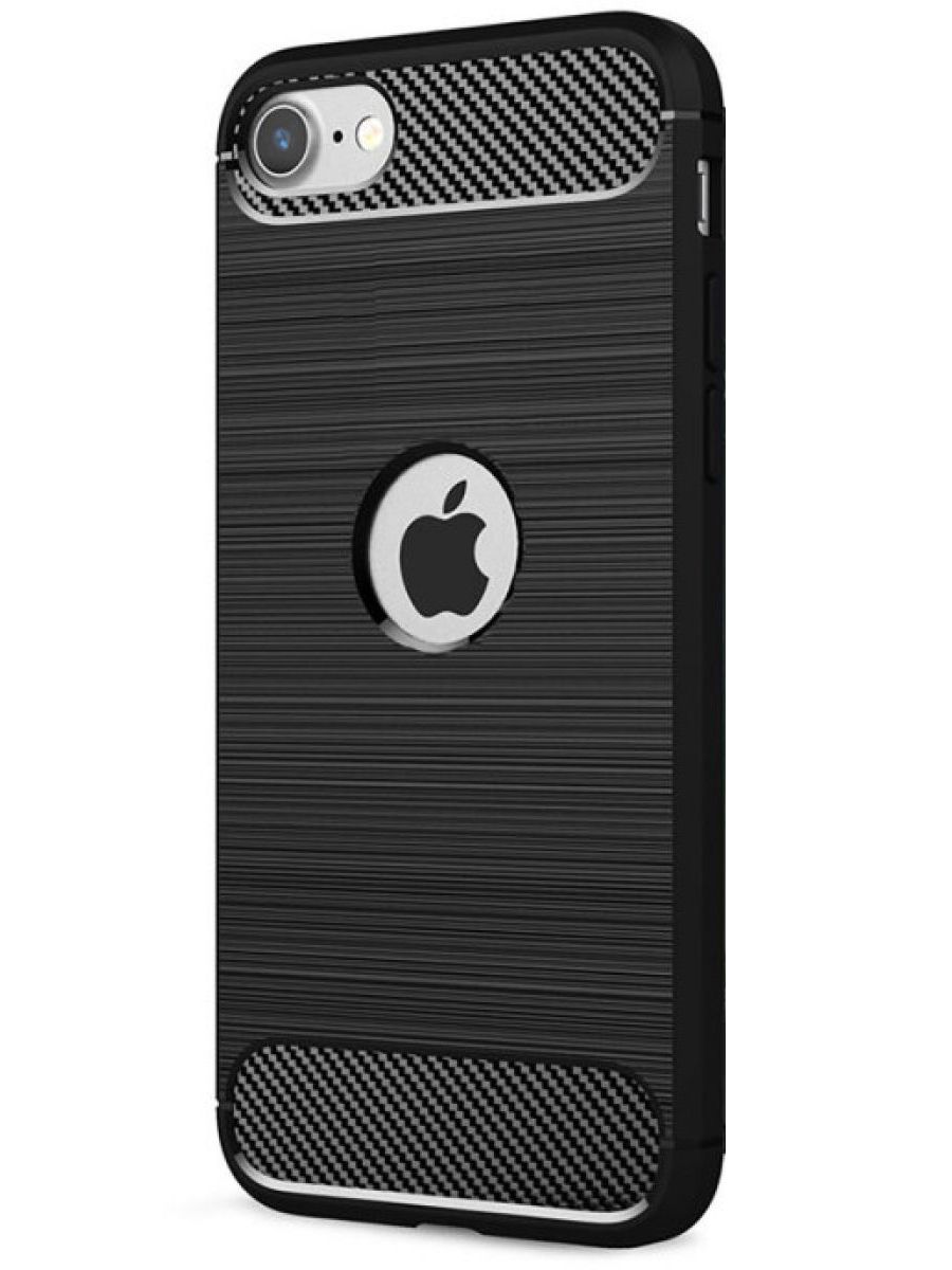 Brodef Carbon Силиконовый чехол для iPhone SE 2020 черный