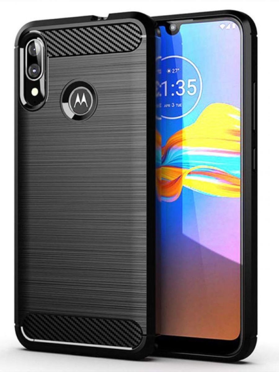 Brodef Carbon Силиконовый чехол для Motorola Moto E6 Plus Черный