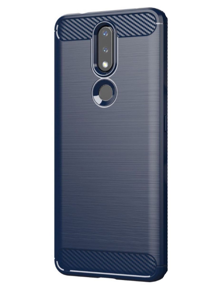 Brodef Carbon Силиконовый чехол для Nokia 2.4 синий