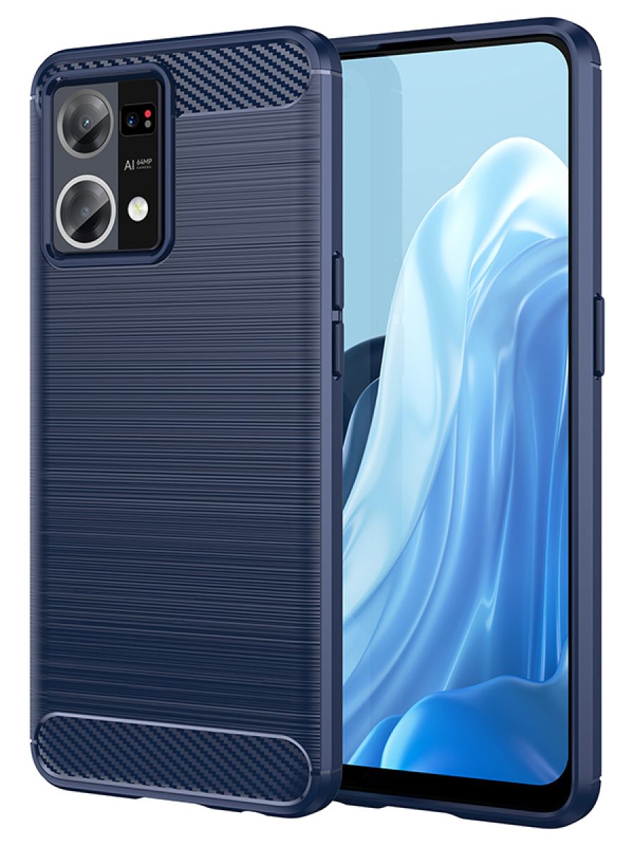 Brodef Carbon Силиконовый чехол для Oppo Reno 7 (4G) Синий