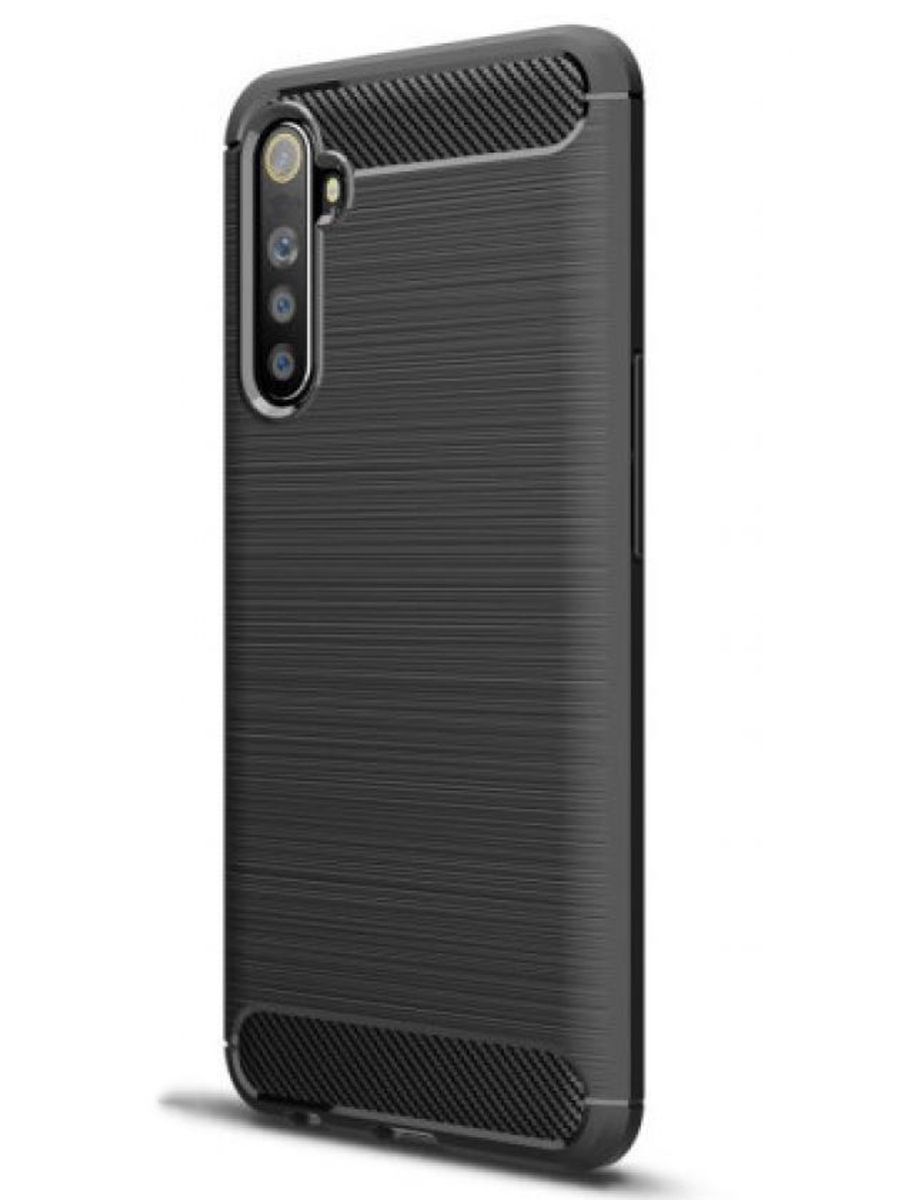 Brodef Carbon Силиконовый чехол для Realme 6 Pro Черный