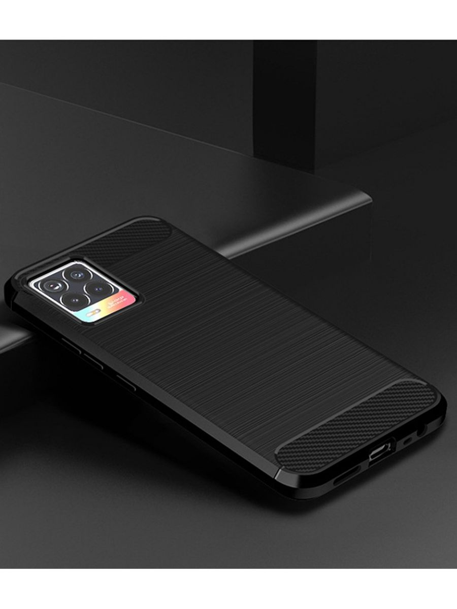 Brodef Carbon Силиконовый чехол для Realme 8 Pro / Realme 8 Черный