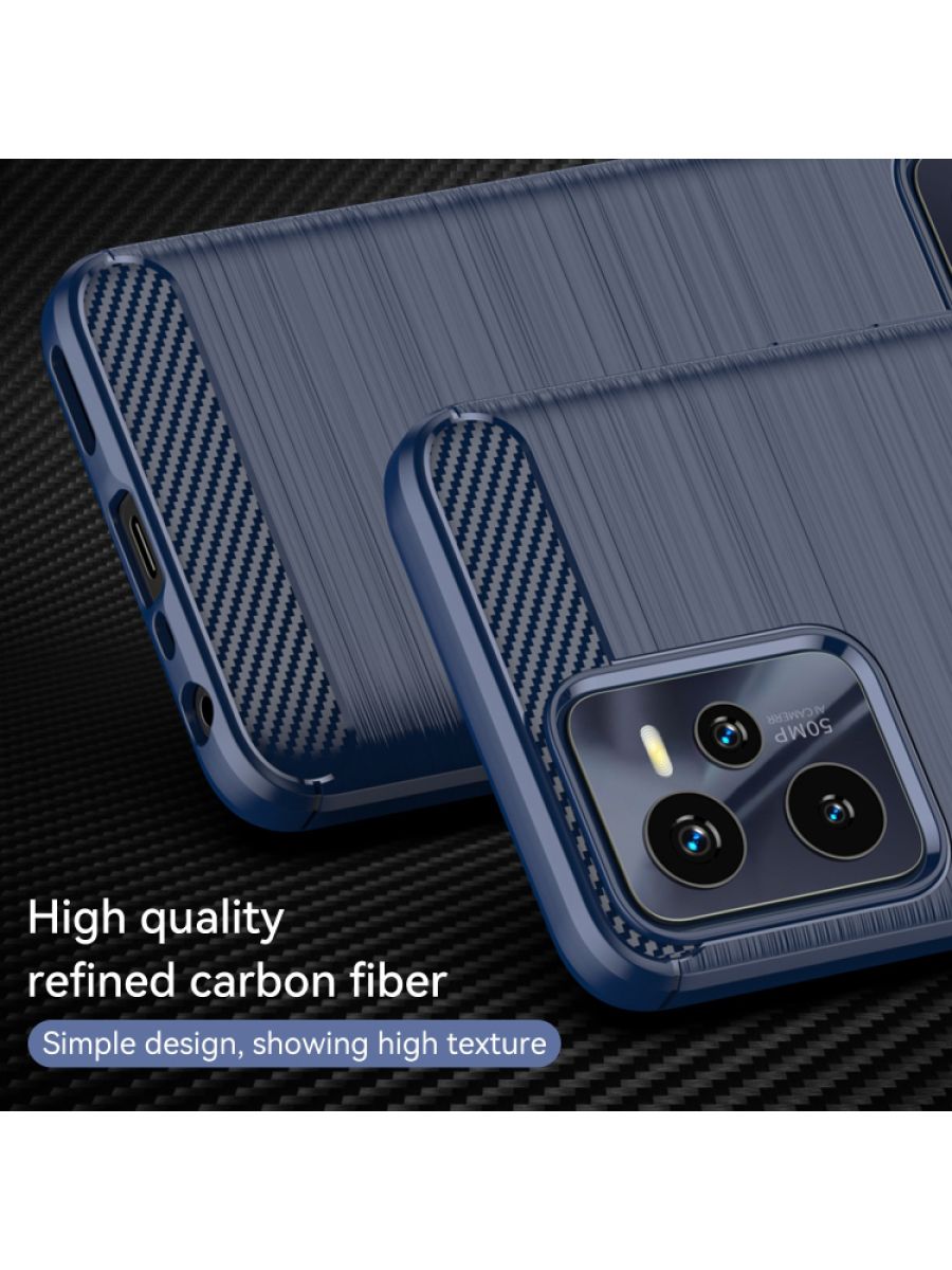 Brodef Carbon Силиконовый чехол для Realme C35 / Реалми С35 Синий