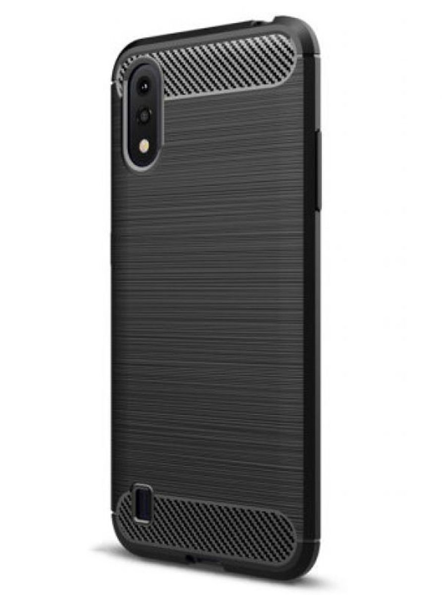Brodef Carbon Силиконовый чехол для Samsung Galaxy A01 Черный