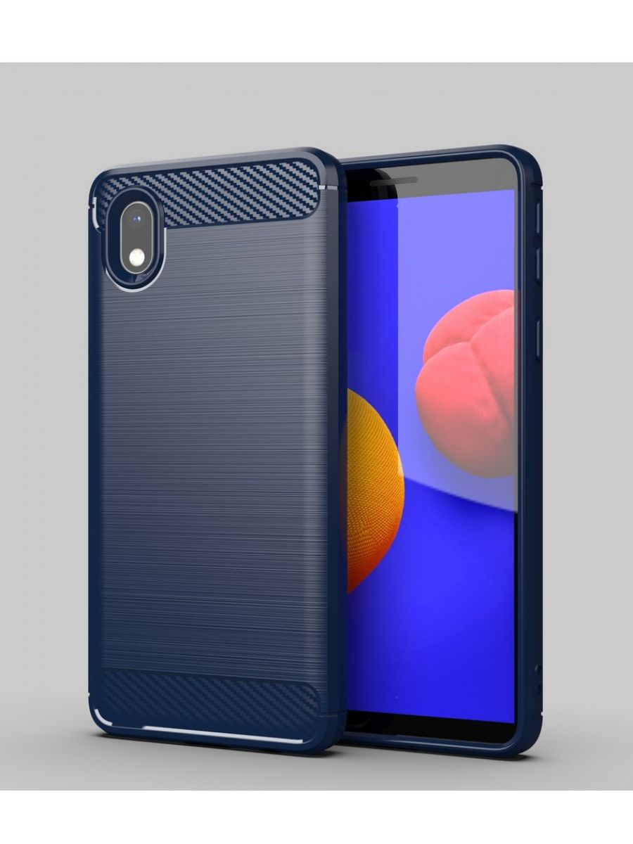 Brodef Carbon Силиконовый чехол для Samsung Galaxy A01 Синий