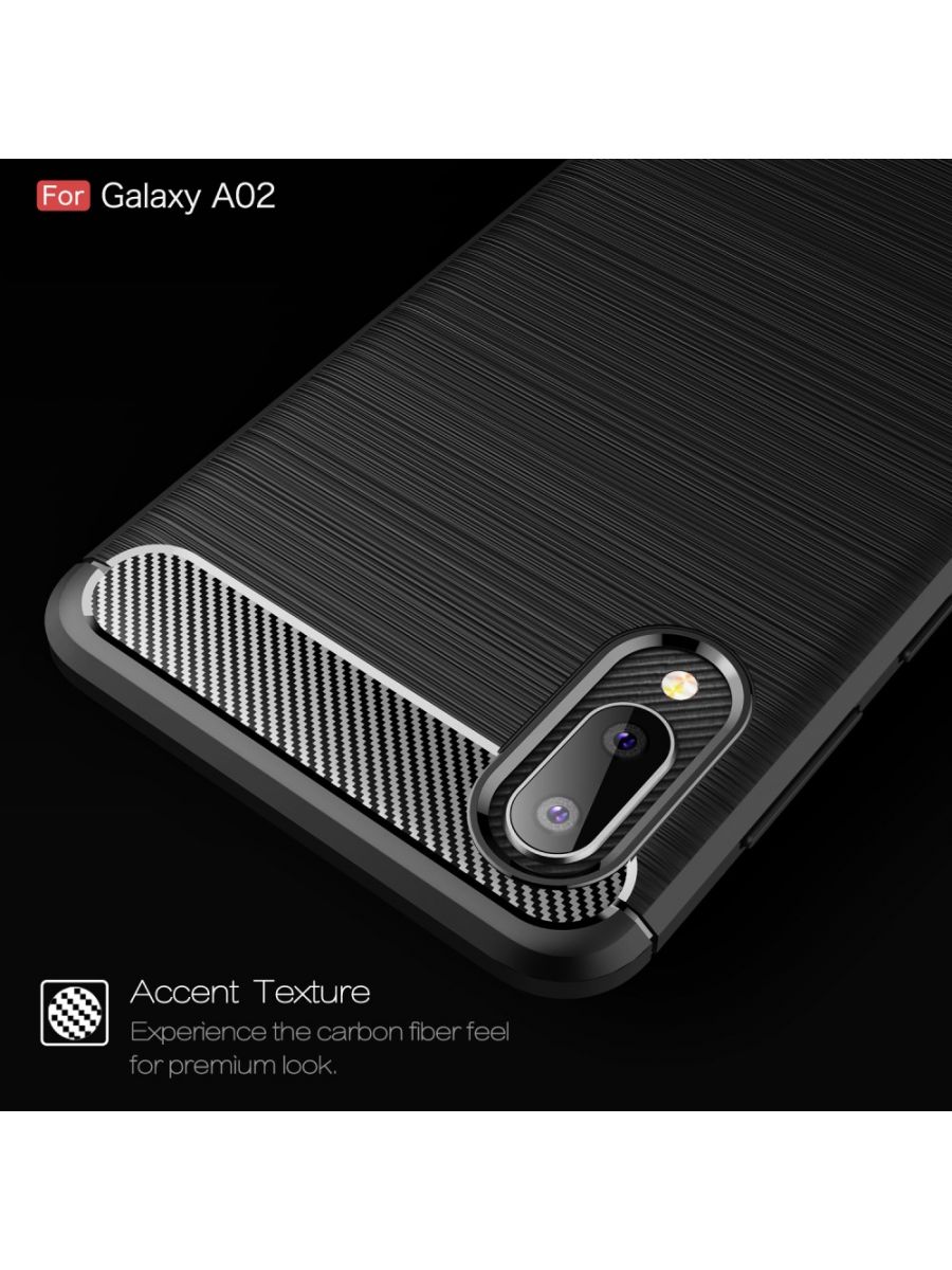 Brodef Carbon Силиконовый чехол для Samsung Galaxy A02 Черный