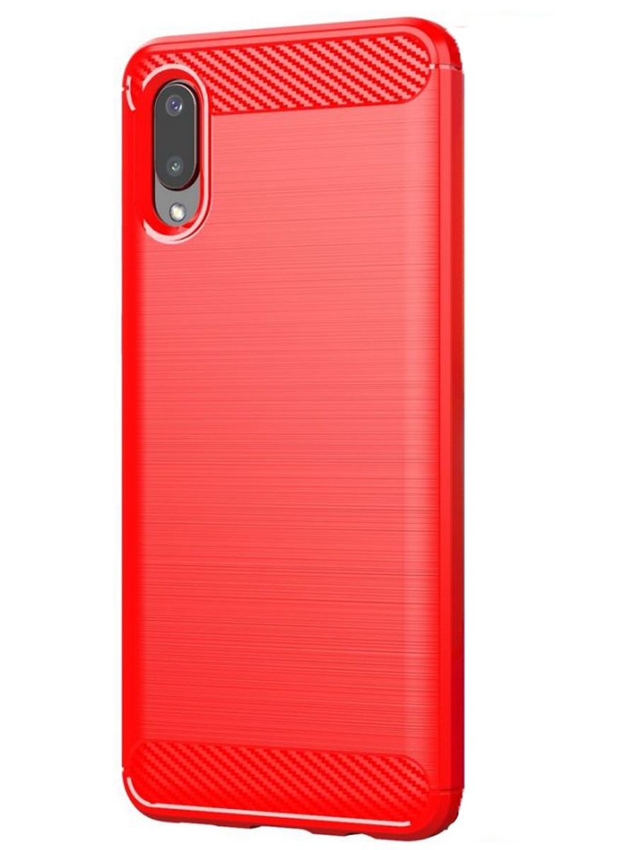 Brodef Carbon Силиконовый чехол для Samsung Galaxy A02 Красный