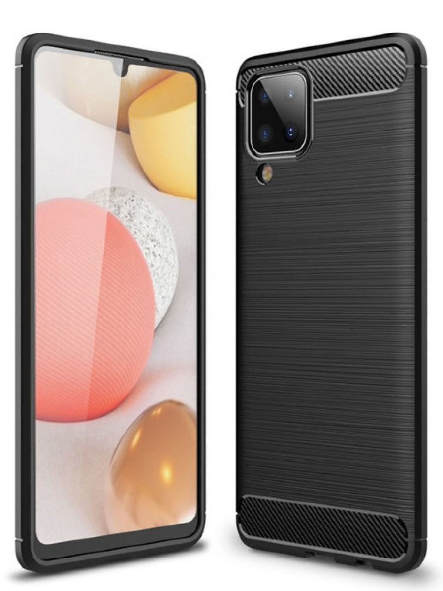 Brodef Carbon Силиконовый чехол для Samsung Galaxy A12 черный