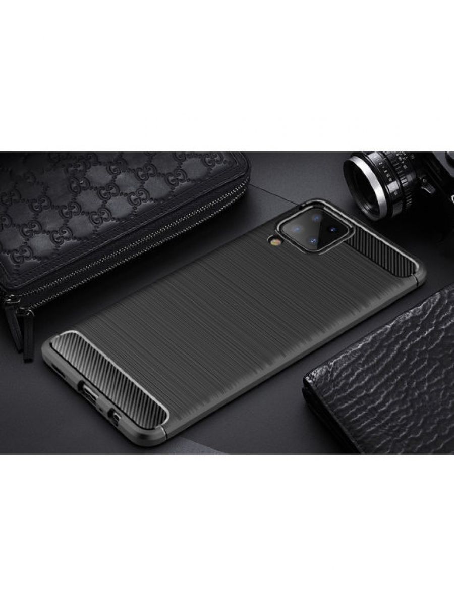Brodef Carbon Силиконовый чехол для Samsung Galaxy A12 черный