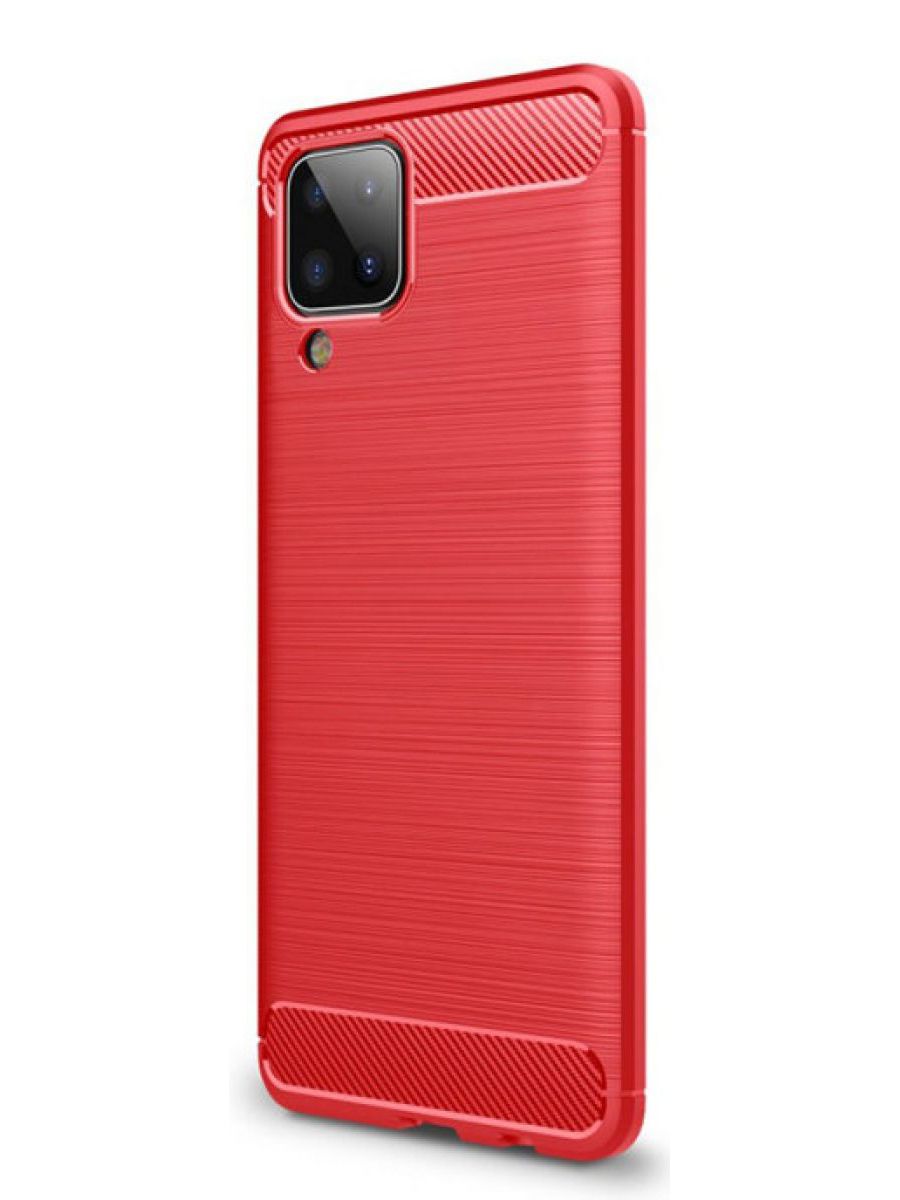 Brodef Carbon Силиконовый чехол для Samsung Galaxy A12 красный