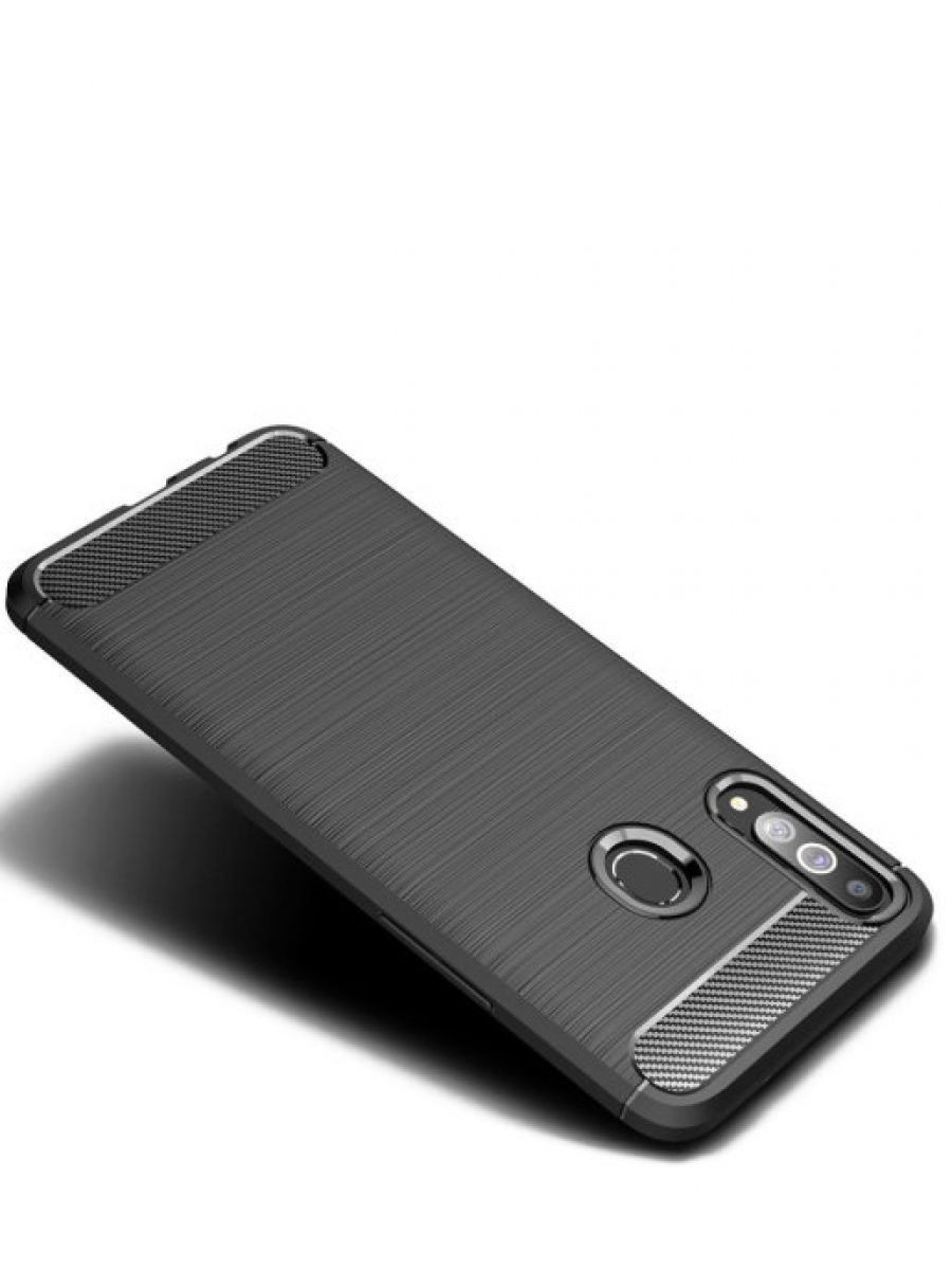Brodef Carbon Силиконовый чехол для Samsung Galaxy A20s Черный