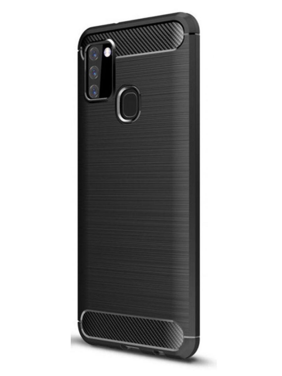 Brodef Carbon Силиконовый чехол для Samsung Galaxy A21s черный