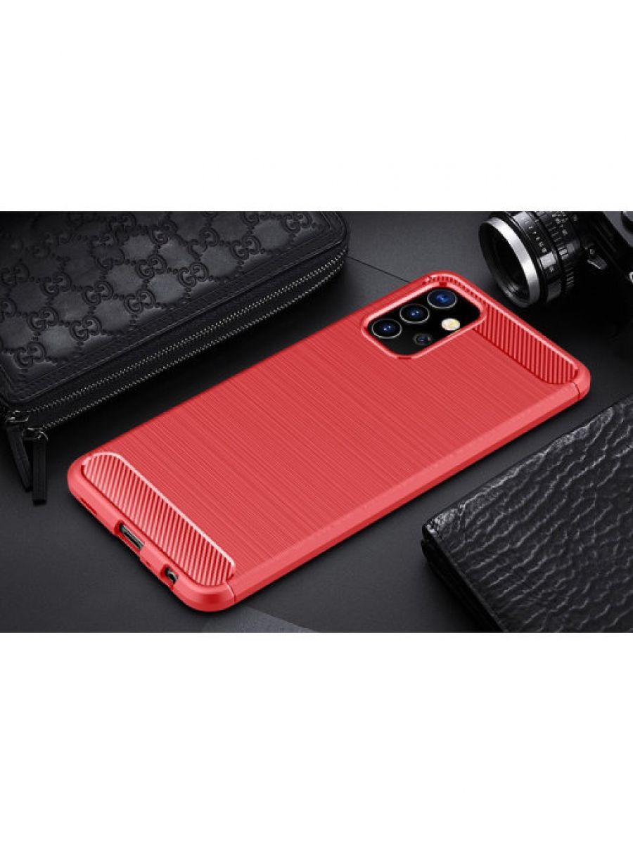 Brodef Carbon Силиконовый чехол для Samsung Galaxy A32 красный