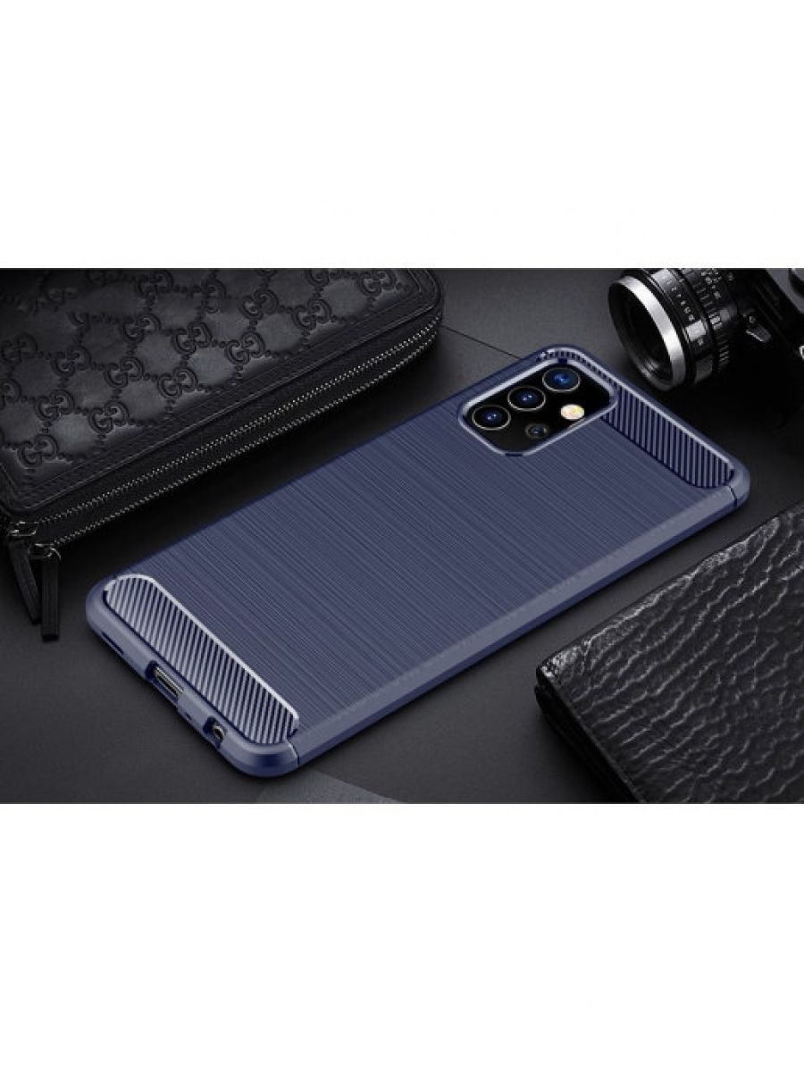 Brodef Carbon Силиконовый чехол для Samsung Galaxy A32 синий