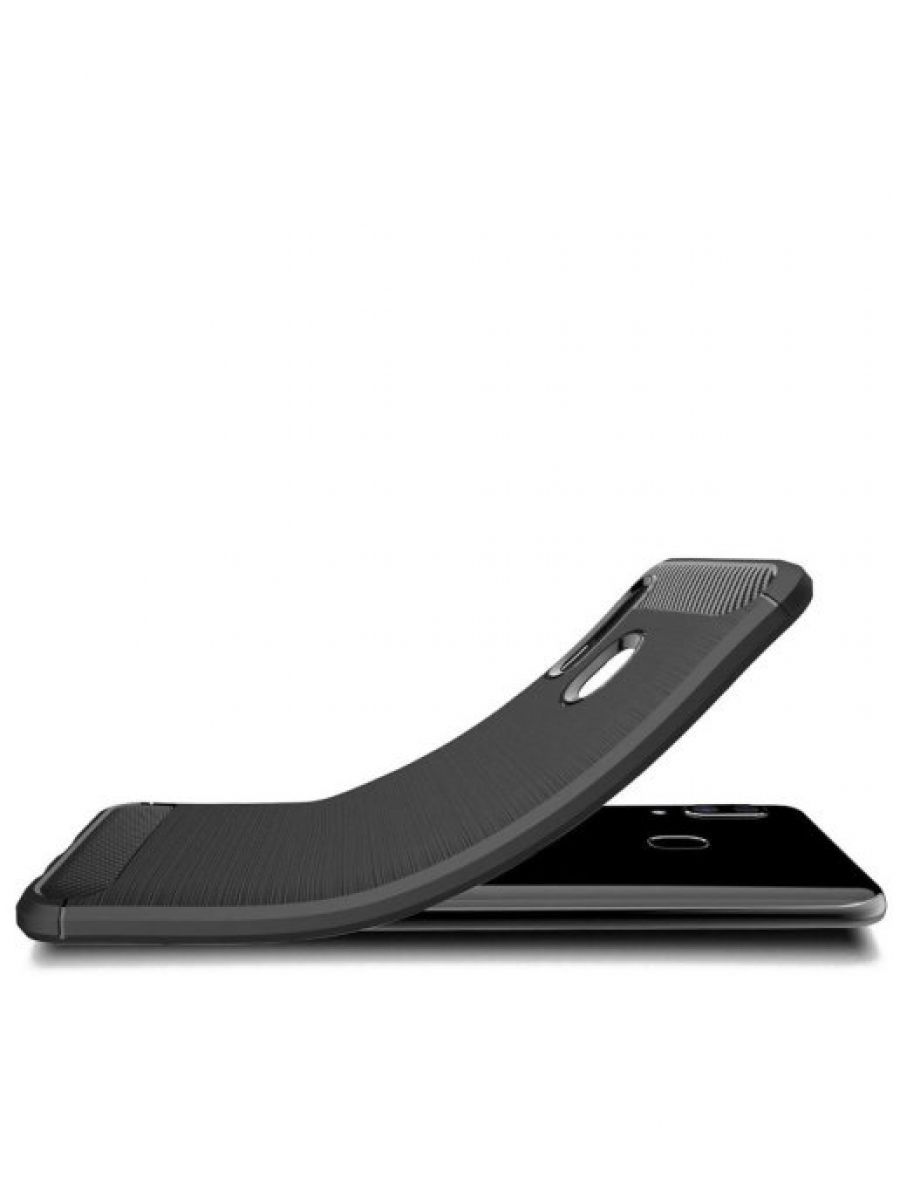 Brodef Carbon Силиконовый чехол для Samsung Galaxy A40 Черный