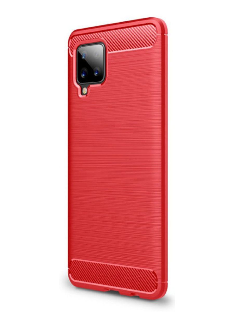 Brodef Carbon Силиконовый чехол для Samsung Galaxy A42 красный