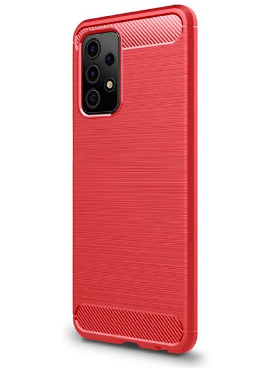 Brodef Carbon Силиконовый чехол для Samsung Galaxy A52 красный