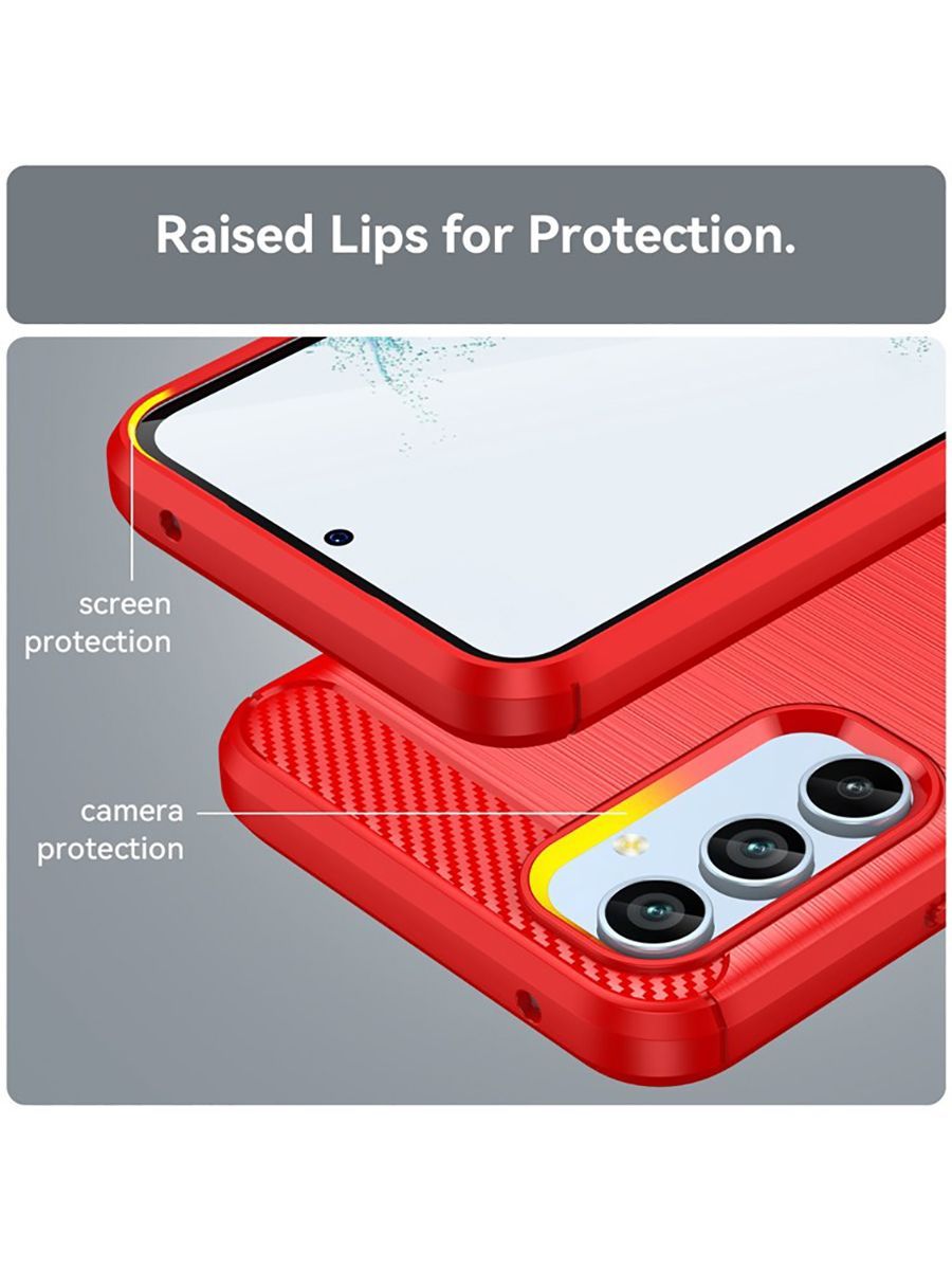 Brodef Carbon Силиконовый чехол для Samsung Galaxy A54 Красный
