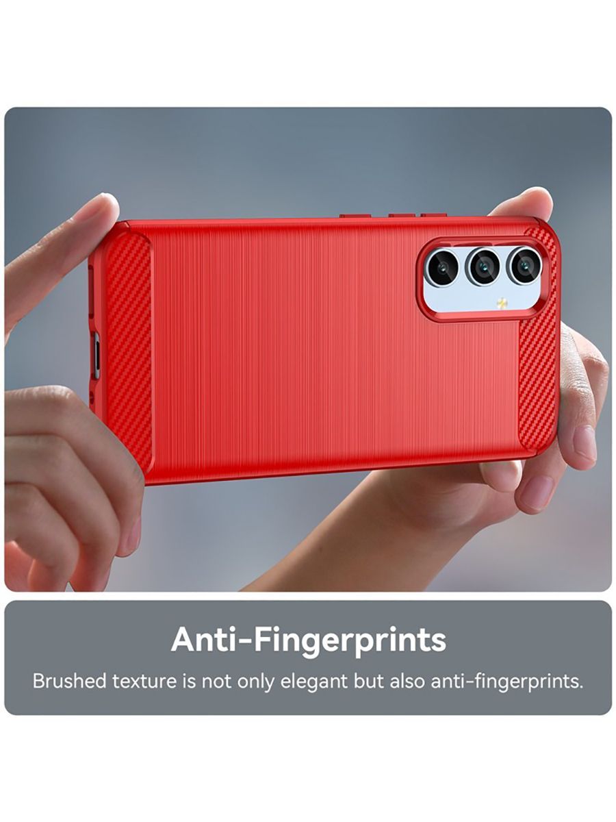 Brodef Carbon Силиконовый чехол для Samsung Galaxy A54 Красный