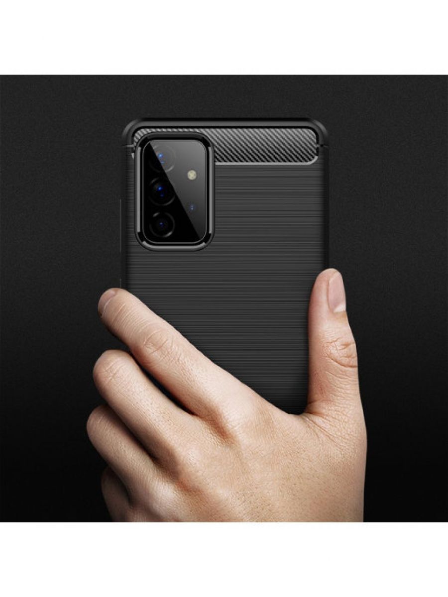 Brodef Carbon Силиконовый чехол для Samsung Galaxy A72 черный