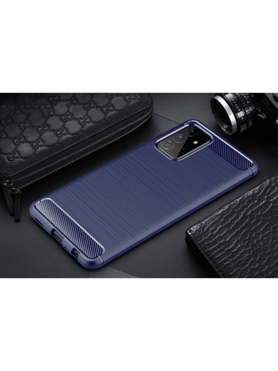 Brodef Carbon Силиконовый чехол для Samsung Galaxy A72 синий