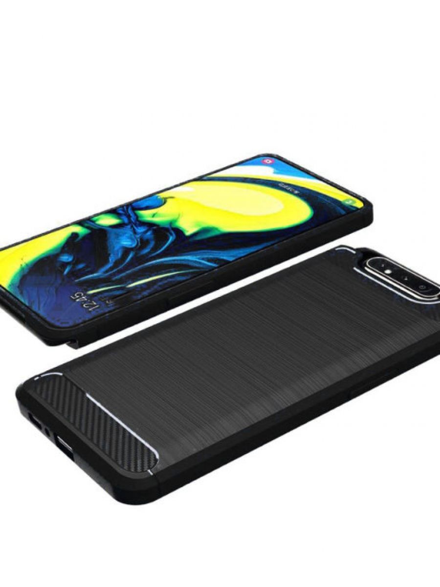 Brodef Carbon Силиконовый чехол для Samsung Galaxy A80 Черный