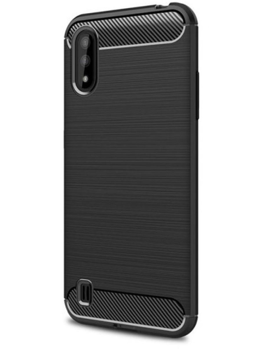 Brodef Carbon Силиконовый чехол для Samsung Galaxy M01 черный