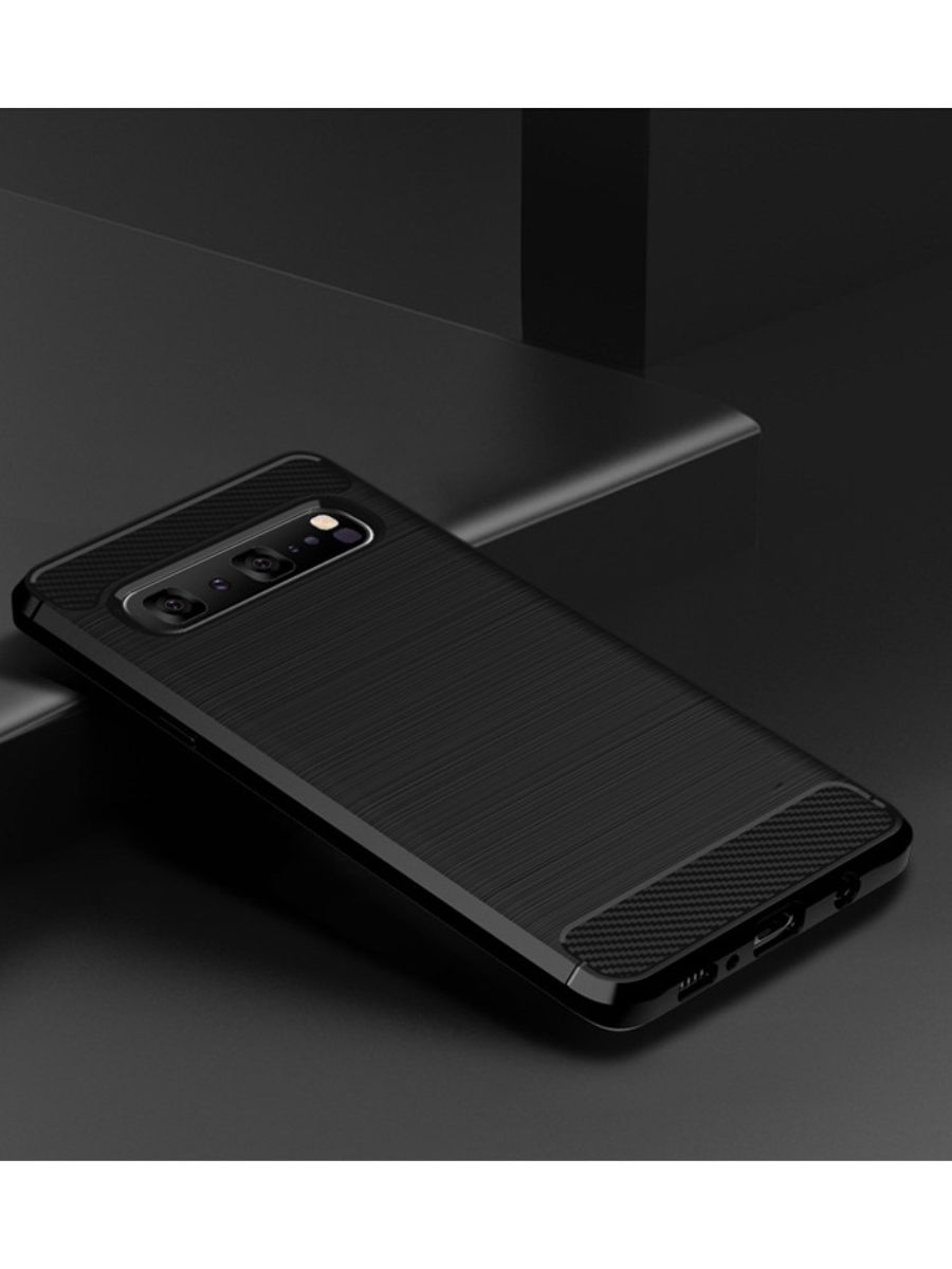 Brodef Carbon Силиконовый чехол для Samsung Galaxy s10 Черный