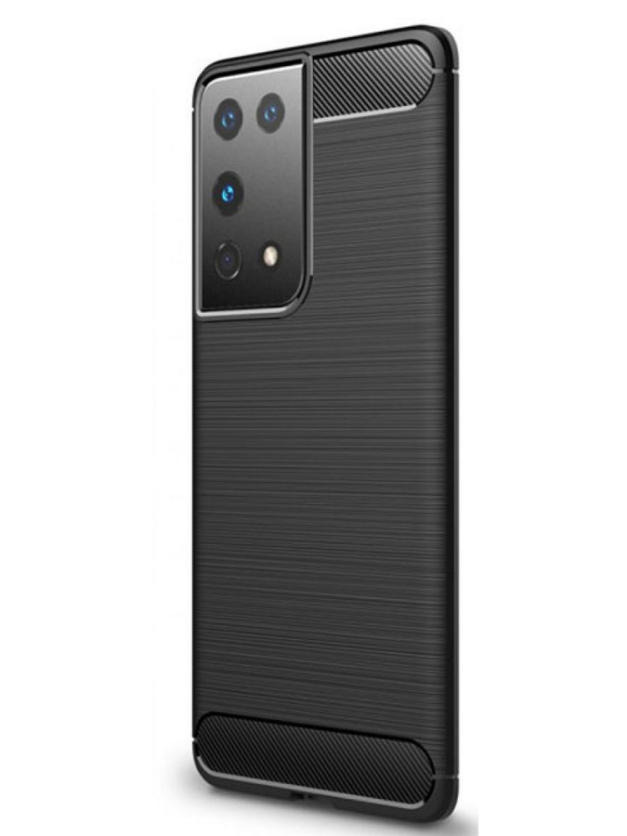 Brodef Carbon Силиконовый чехол для Samsung Galaxy S21 Ultra черный