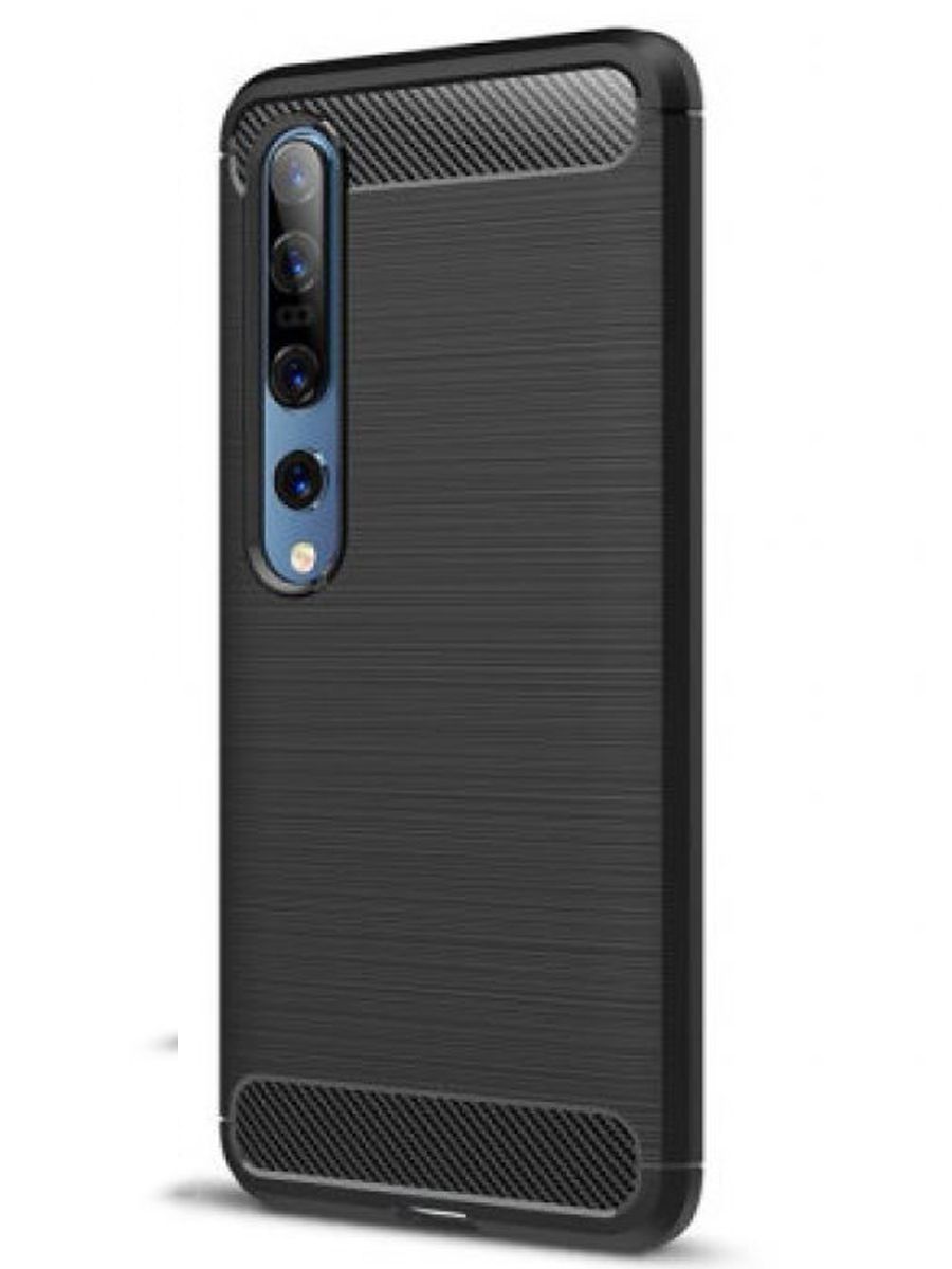 Brodef Carbon Силиконовый чехол для Xiaomi Mi 10 Черный
