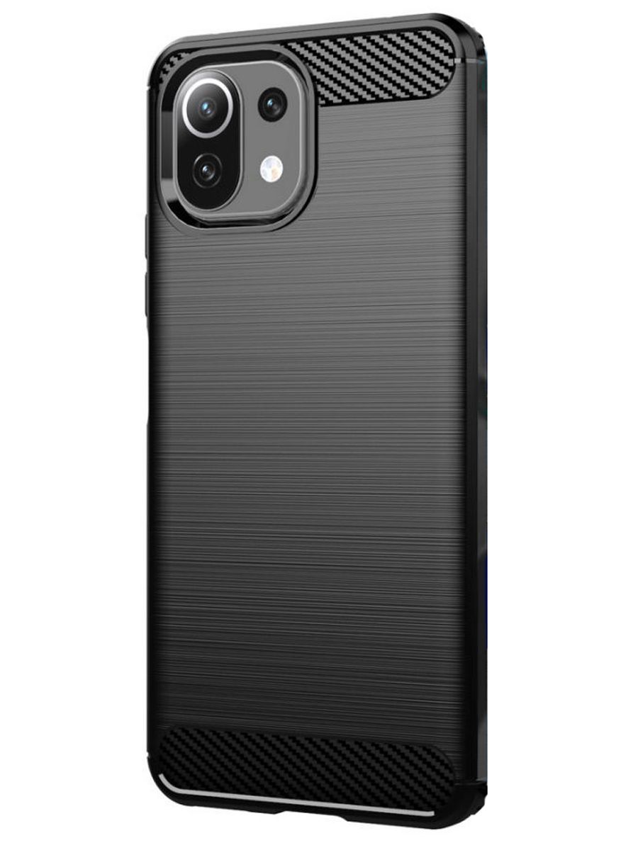 Brodef Carbon Силиконовый чехол для Xiaomi Mi 11 Черный
