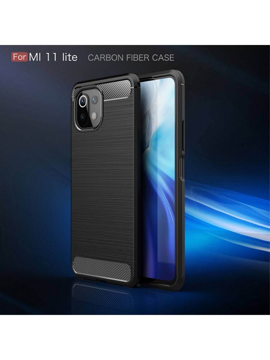 Brodef Carbon Силиконовый чехол для Xiaomi Mi 11 Lite Черный