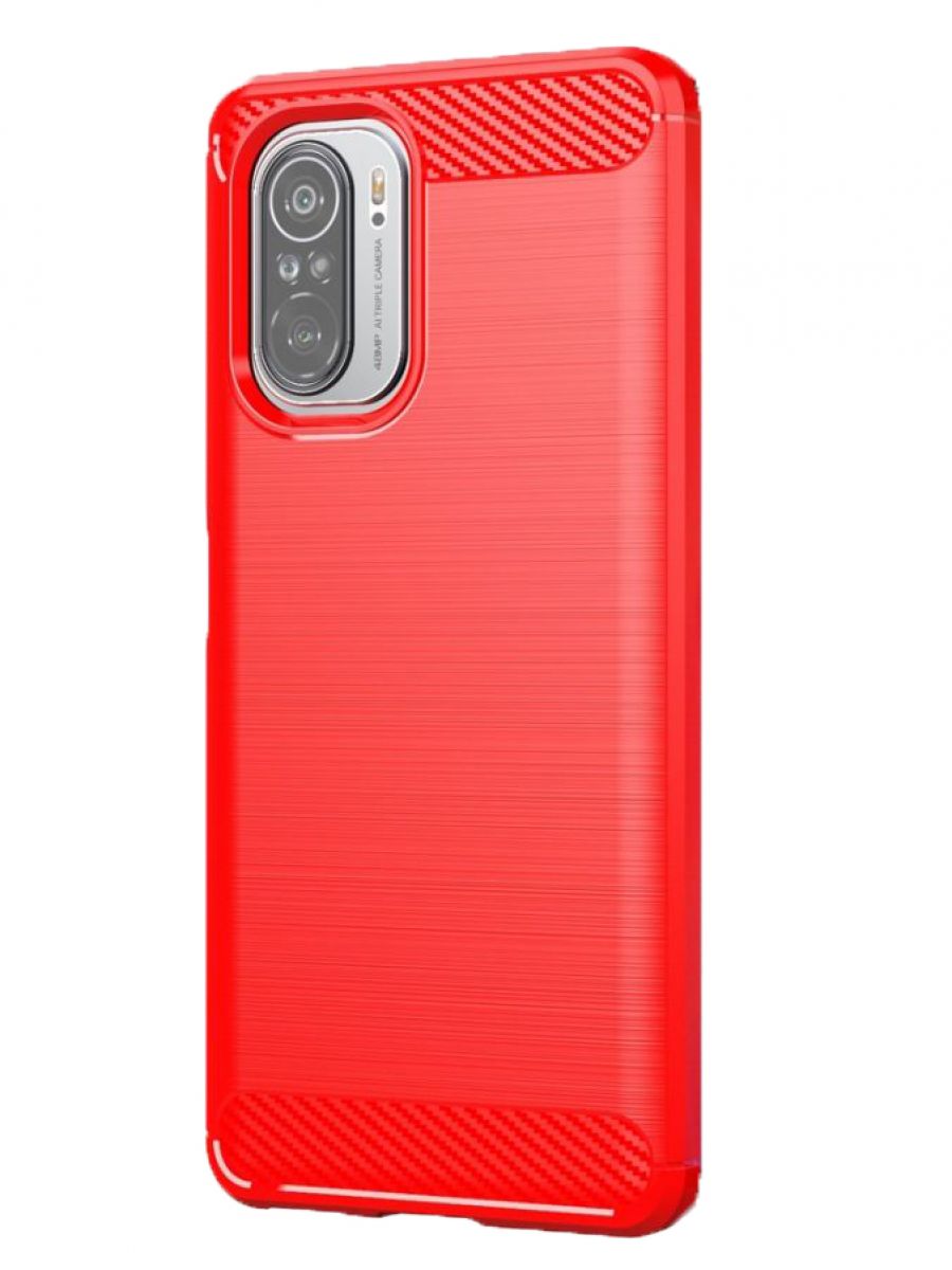 Brodef Carbon Силиконовый чехол для Xiaomi Poco F3 Красный