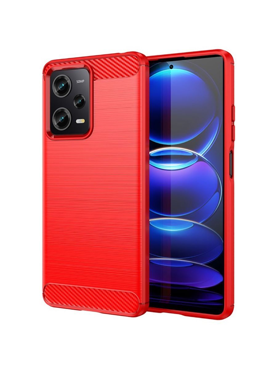 Brodef Carbon Силиконовый чехол для Xiaomi Poco X5 Pro Красный
