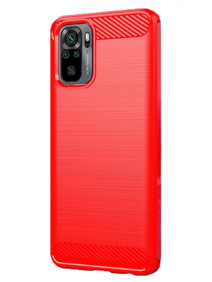 Brodef Carbon Силиконовый чехол для Xiaomi Redmi Note 10 Красный