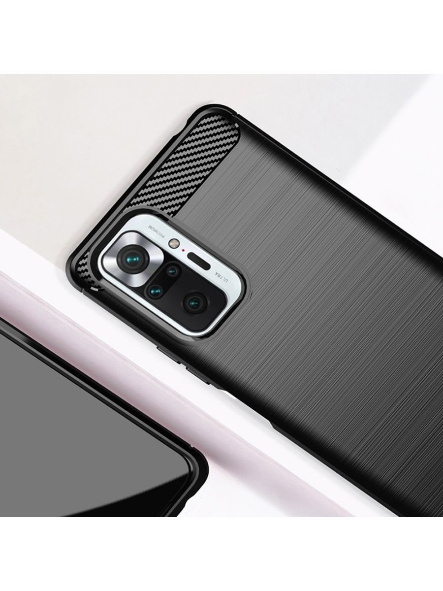 Brodef Carbon Силиконовый чехол для Xiaomi Redmi Note 10 Pro Черный