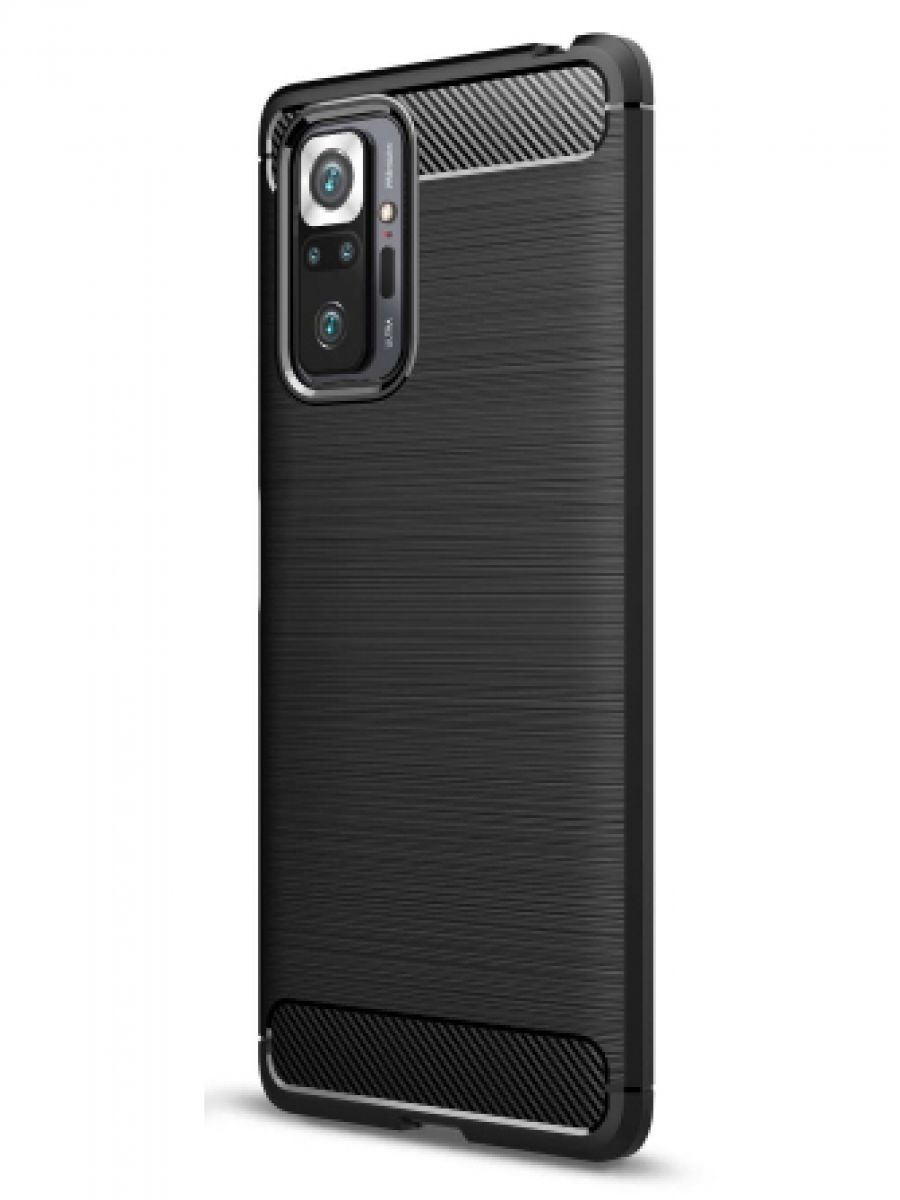 Brodef Carbon Силиконовый чехол для Xiaomi Redmi Note 10 Pro Черный