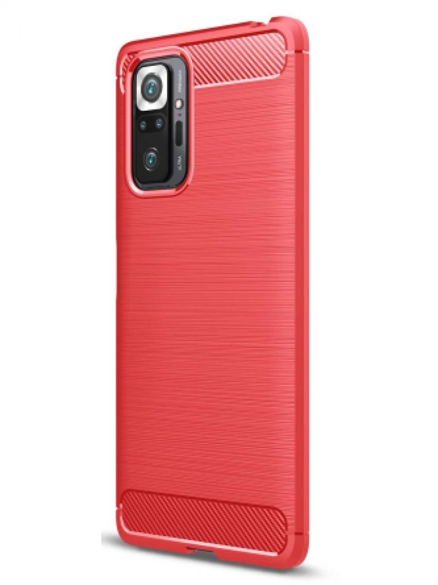Brodef Carbon Силиконовый чехол для Xiaomi Redmi Note 10 Pro Красный