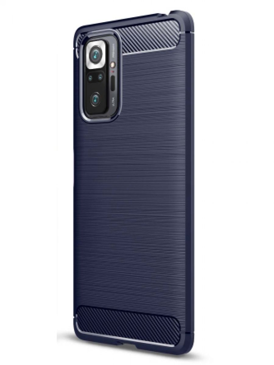 Brodef Carbon Силиконовый чехол для Xiaomi Redmi Note 10 Pro Синий