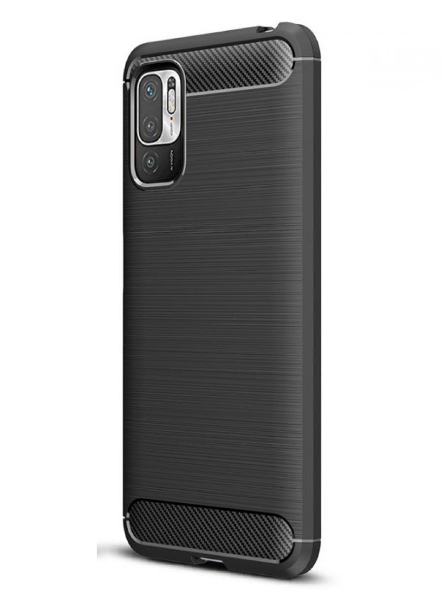 Brodef Carbon Силиконовый чехол для Xiaomi Redmi Note 10T / Poco M3 Pro Черный