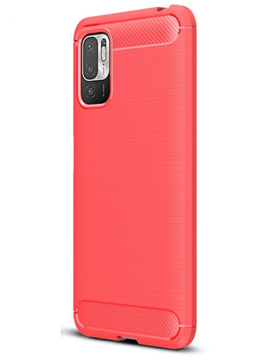 Brodef Carbon Силиконовый чехол для Xiaomi Redmi Note 10T / Poco M3 Pro Красный
