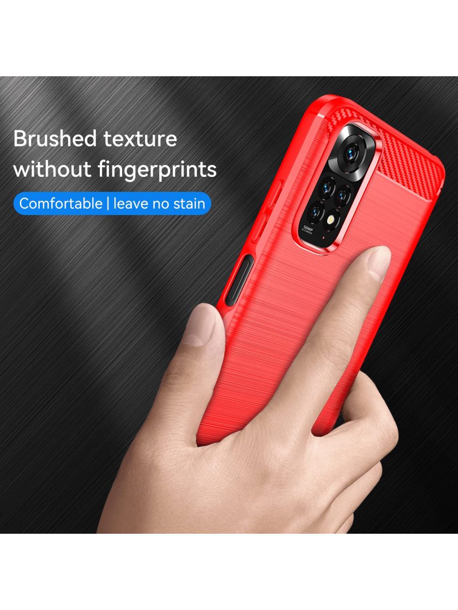 Brodef Carbon Силиконовый чехол для Xiaomi Redmi Note 11 / 11S Красный