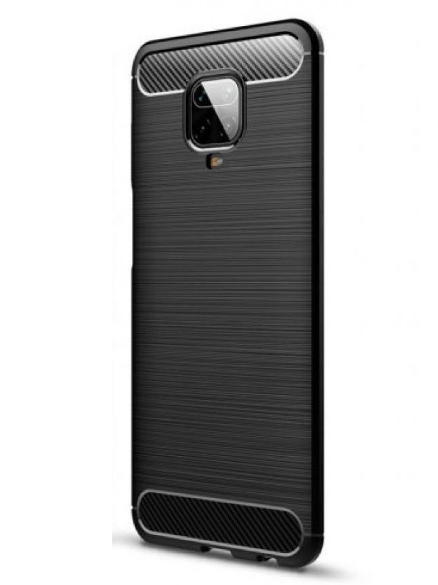 Brodef Carbon Силиконовый чехол для Xiaomi Redmi Note 9 Pro Черный