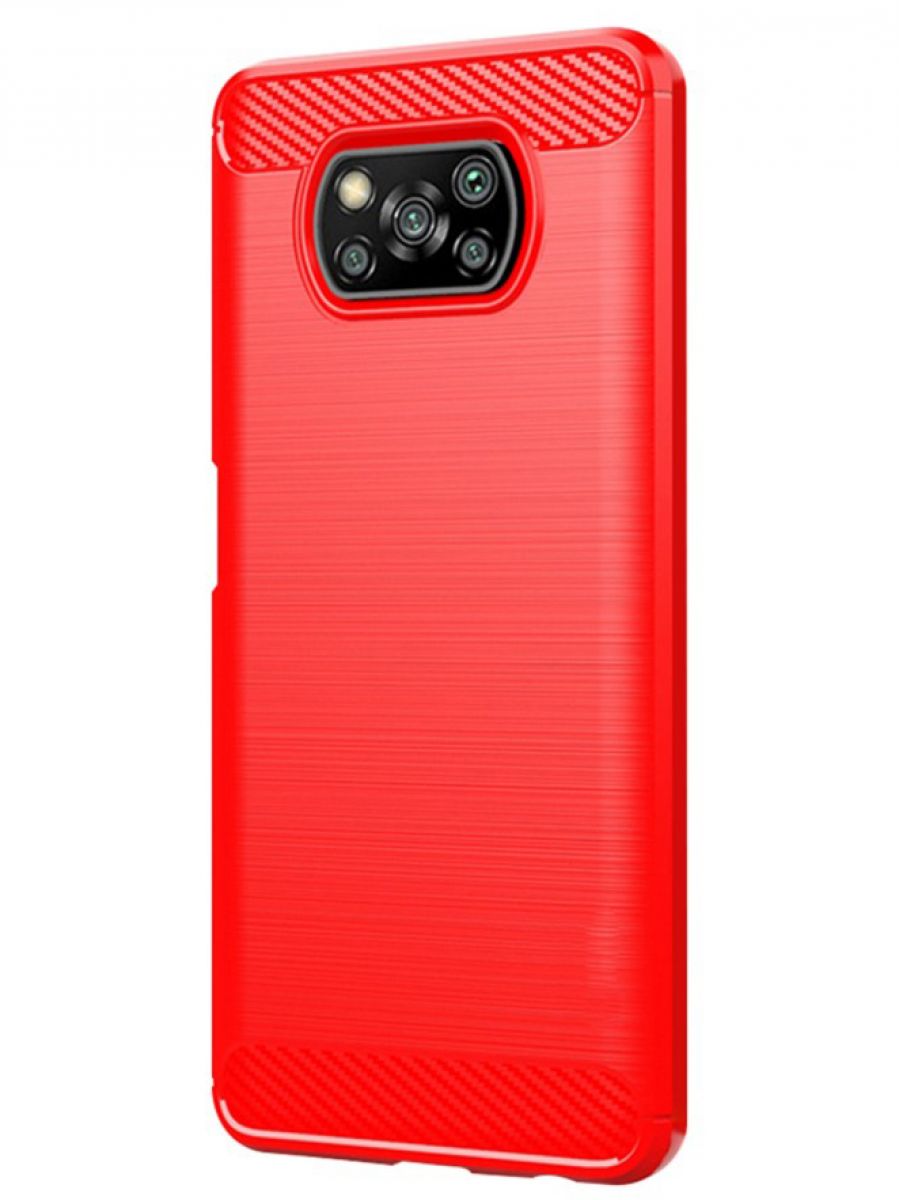 Brodef Carbon Силиконовый чехол для Xiaomi Poco X3 NFC красный