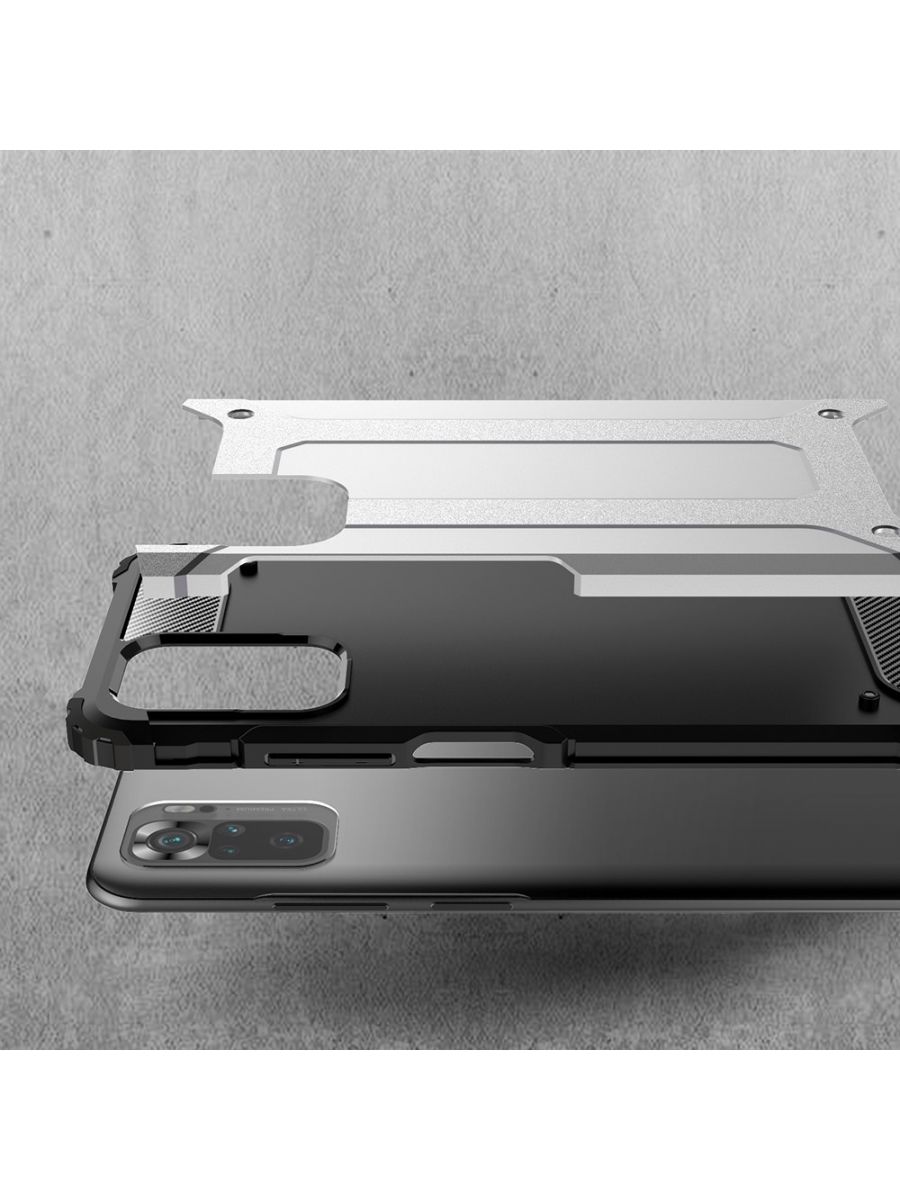 Brodef Delta противоударный чехол для Xiaomi Redmi Note 10 Серебряный