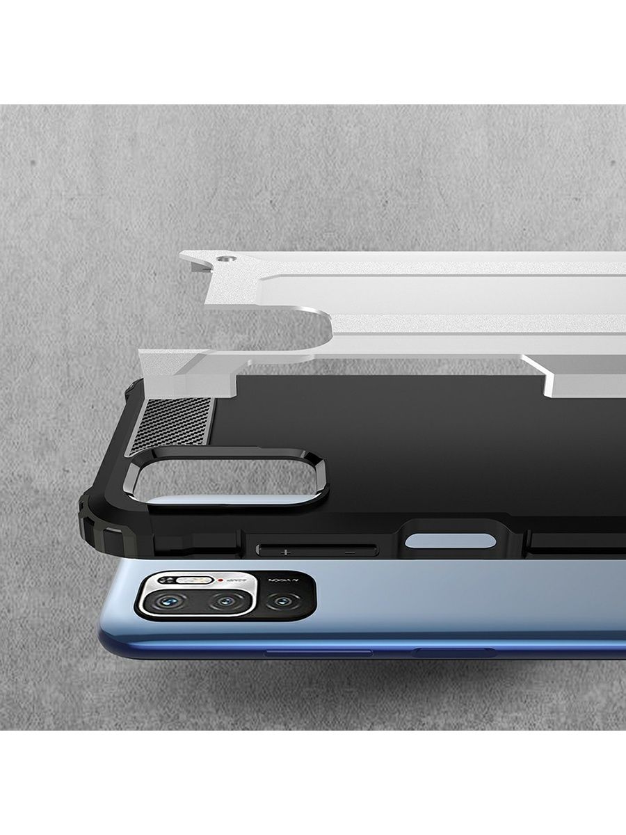 Brodef Delta противоударный чехол для Xiaomi Redmi Note 10T / Poco M3 Pro Серебряный