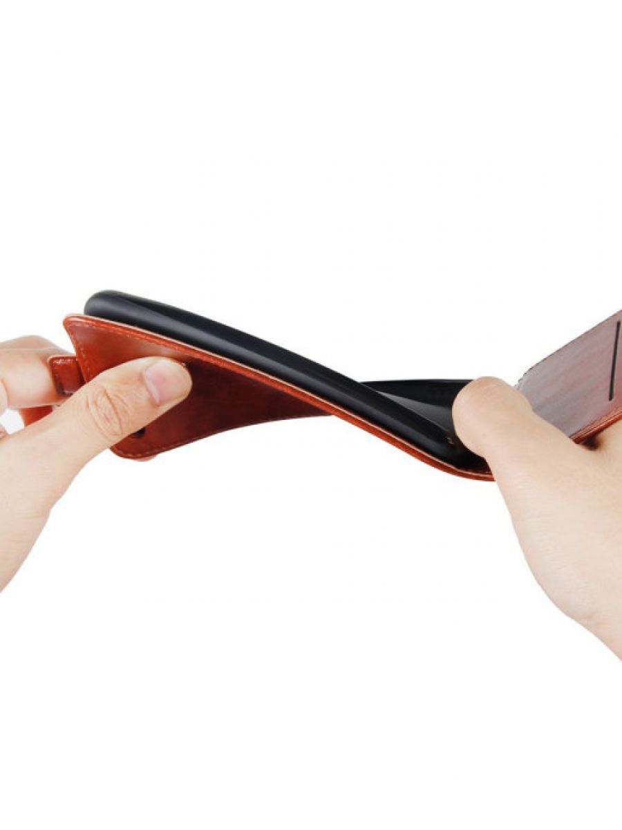 Brodef Flip вертикальный эко кожаный чехол книжка Huawei Honor 9X коричневый